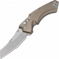 Автоматический складной нож Hogue Wharncliffe EX-A05, клинок Stonewash, сталь 154CM, рукоять пустынный алюминий купить в Чите