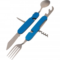 Многофункциональный походный нож (ложка,вилка,нож) 6-в-1, синий купить в Чите