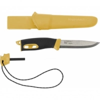 Нож с фиксированным лезвием Morakniv Companion Spark Black Yellow, сталь Sandvik 12C27, рукоять резина/пластик купить в Чите