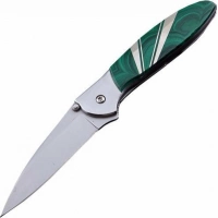 Полуавтоматический складной нож Santa Fe Kershaw Leek, сталь 14C28N, рукоять сталь с накладкой из малахита купить в Чите