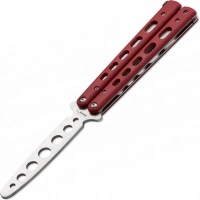 Тренировочный нож-бабочка (балисонг) Balisong Trainer, Boker Plus 01BO712, клинок из нержавеющей стали Zero-ground Plain (без заточки), рукоять стеклотекстолит G10, красный купить в Чите