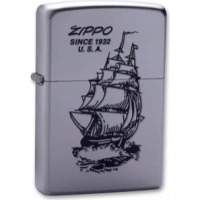 Зажигалка ZIPPO Boat-Zippo Satin Chrome, латунь с ник.-хром. покрыт., сереб., матовая, 36х56х12мм купить в Чите